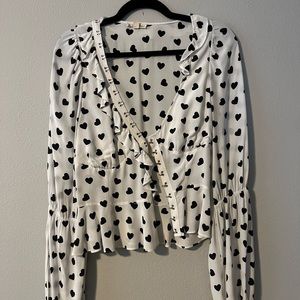 For Love & Lemons asymmetrical polka dot top